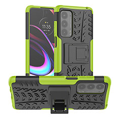 Silikon Hülle Handyhülle und Kunststoff Schutzhülle Hartschalen Tasche mit Ständer A01 für Motorola Moto Edge (2021) 5G Grün