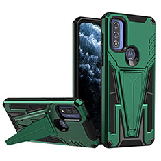 Silikon Hülle Handyhülle und Kunststoff Schutzhülle Hartschalen Tasche mit Ständer A01 für Motorola Moto G Pure Grün