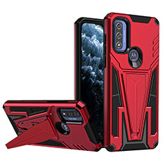 Silikon Hülle Handyhülle und Kunststoff Schutzhülle Hartschalen Tasche mit Ständer A01 für Motorola Moto G Pure Rot