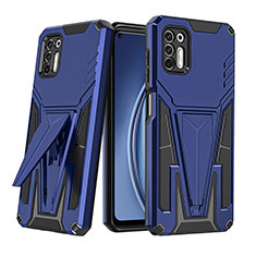 Silikon Hülle Handyhülle und Kunststoff Schutzhülle Hartschalen Tasche mit Ständer A01 für Motorola Moto G Stylus (2021) Blau