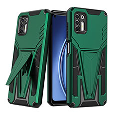 Silikon Hülle Handyhülle und Kunststoff Schutzhülle Hartschalen Tasche mit Ständer A01 für Motorola Moto G Stylus (2021) Grün