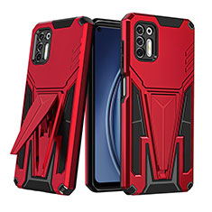 Silikon Hülle Handyhülle und Kunststoff Schutzhülle Hartschalen Tasche mit Ständer A01 für Motorola Moto G Stylus (2021) Rot