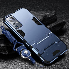 Silikon Hülle Handyhülle und Kunststoff Schutzhülle Hartschalen Tasche mit Ständer A01 für Xiaomi Mi 12 Pro 5G Blau