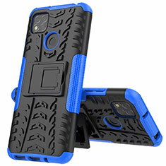 Silikon Hülle Handyhülle und Kunststoff Schutzhülle Hartschalen Tasche mit Ständer A01 für Xiaomi POCO C31 Blau