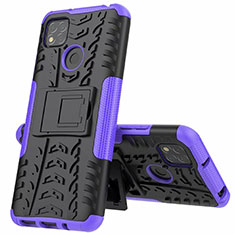 Silikon Hülle Handyhülle und Kunststoff Schutzhülle Hartschalen Tasche mit Ständer A01 für Xiaomi POCO C31 Violett