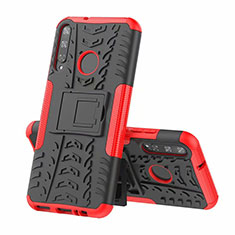 Silikon Hülle Handyhülle und Kunststoff Schutzhülle Hartschalen Tasche mit Ständer A02 für Huawei P40 Lite E Rot