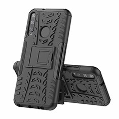 Silikon Hülle Handyhülle und Kunststoff Schutzhülle Hartschalen Tasche mit Ständer A02 für Huawei P40 Lite E Schwarz