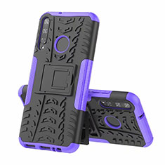 Silikon Hülle Handyhülle und Kunststoff Schutzhülle Hartschalen Tasche mit Ständer A02 für Huawei P40 Lite E Violett