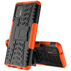 Silikon Hülle Handyhülle und Kunststoff Schutzhülle Hartschalen Tasche mit Ständer A02 für Motorola Moto G Stylus (2021) Orange