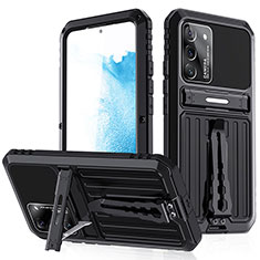 Silikon Hülle Handyhülle und Kunststoff Schutzhülle Hartschalen Tasche mit Ständer A02 für Samsung Galaxy S21 Plus 5G Schwarz