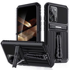 Silikon Hülle Handyhülle und Kunststoff Schutzhülle Hartschalen Tasche mit Ständer A02 für Samsung Galaxy S24 5G Schwarz