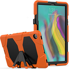 Silikon Hülle Handyhülle und Kunststoff Schutzhülle Hartschalen Tasche mit Ständer A02 für Samsung Galaxy Tab S5e 4G 10.5 SM-T725 Orange