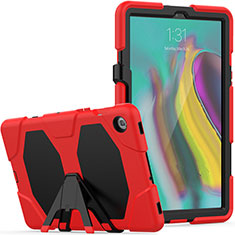 Silikon Hülle Handyhülle und Kunststoff Schutzhülle Hartschalen Tasche mit Ständer A02 für Samsung Galaxy Tab S5e 4G 10.5 SM-T725 Rot