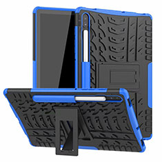 Silikon Hülle Handyhülle und Kunststoff Schutzhülle Hartschalen Tasche mit Ständer A02 für Samsung Galaxy Tab S6 10.5 SM-T860 Blau