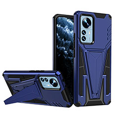 Silikon Hülle Handyhülle und Kunststoff Schutzhülle Hartschalen Tasche mit Ständer A02 für Xiaomi Mi 12 Pro 5G Blau