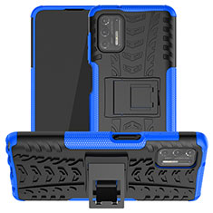 Silikon Hülle Handyhülle und Kunststoff Schutzhülle Hartschalen Tasche mit Ständer A03 für Motorola Moto G Stylus (2021) Blau