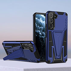Silikon Hülle Handyhülle und Kunststoff Schutzhülle Hartschalen Tasche mit Ständer A04 für Samsung Galaxy S23 Plus 5G Blau