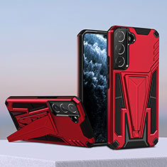 Silikon Hülle Handyhülle und Kunststoff Schutzhülle Hartschalen Tasche mit Ständer A04 für Samsung Galaxy S23 Plus 5G Rot