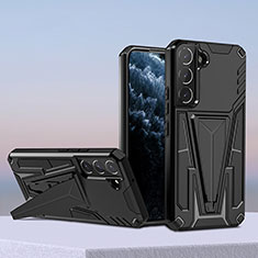 Silikon Hülle Handyhülle und Kunststoff Schutzhülle Hartschalen Tasche mit Ständer A04 für Samsung Galaxy S23 Plus 5G Schwarz