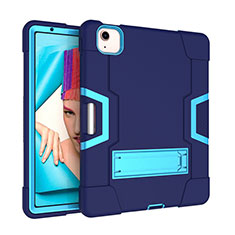 Silikon Hülle Handyhülle und Kunststoff Schutzhülle Hartschalen Tasche mit Ständer für Apple iPad Air 10.9 (2020) Blau
