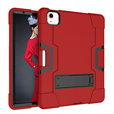 Silikon Hülle Handyhülle und Kunststoff Schutzhülle Hartschalen Tasche mit Ständer für Apple iPad Air 10.9 (2020) Rot