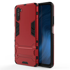 Silikon Hülle Handyhülle und Kunststoff Schutzhülle Hartschalen Tasche mit Ständer für Huawei Mate 40 Lite 5G Rot