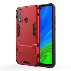 Silikon Hülle Handyhülle und Kunststoff Schutzhülle Hartschalen Tasche mit Ständer für Huawei Nova Lite 3 Plus Rot