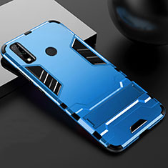 Silikon Hülle Handyhülle und Kunststoff Schutzhülle Hartschalen Tasche mit Ständer für Huawei Y8s Blau