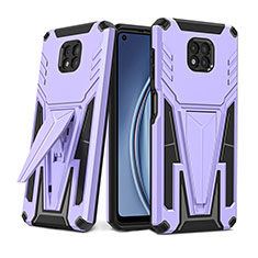 Silikon Hülle Handyhülle und Kunststoff Schutzhülle Hartschalen Tasche mit Ständer für Motorola Moto G Power (2021) Violett