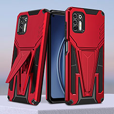 Silikon Hülle Handyhülle und Kunststoff Schutzhülle Hartschalen Tasche mit Ständer für Motorola Moto G Stylus (2021) Rot