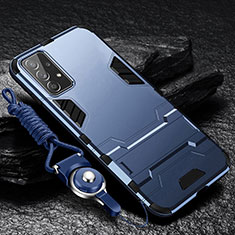 Silikon Hülle Handyhülle und Kunststoff Schutzhülle Hartschalen Tasche mit Ständer für Samsung Galaxy A23 5G Blau