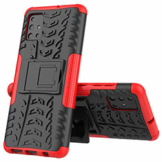 Silikon Hülle Handyhülle und Kunststoff Schutzhülle Hartschalen Tasche mit Ständer für Samsung Galaxy M40S Rot
