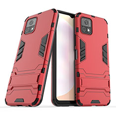 Silikon Hülle Handyhülle und Kunststoff Schutzhülle Hartschalen Tasche mit Ständer für Vivo Y31s 5G Rot
