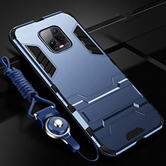 Silikon Hülle Handyhülle und Kunststoff Schutzhülle Hartschalen Tasche mit Ständer für Xiaomi Redmi 10X 5G Blau
