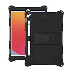 Silikon Hülle Handyhülle und Kunststoff Schutzhülle Hartschalen Tasche mit Ständer H01 für Apple iPad 10.2 (2019) Schwarz