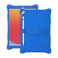 Silikon Hülle Handyhülle und Kunststoff Schutzhülle Hartschalen Tasche mit Ständer H01 für Apple iPad 10.2 (2021) Blau