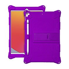 Silikon Hülle Handyhülle und Kunststoff Schutzhülle Hartschalen Tasche mit Ständer H01 für Apple iPad 10.2 (2021) Violett