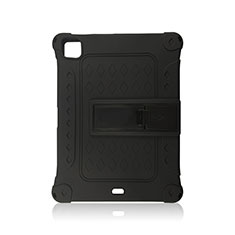 Silikon Hülle Handyhülle und Kunststoff Schutzhülle Hartschalen Tasche mit Ständer H01 für Apple iPad Pro 11 (2020) Schwarz