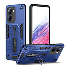 Silikon Hülle Handyhülle und Kunststoff Schutzhülle Hartschalen Tasche mit Ständer H01P für Realme 10 Pro 5G Blau