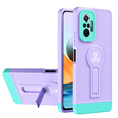 Silikon Hülle Handyhülle und Kunststoff Schutzhülle Hartschalen Tasche mit Ständer H01P für Xiaomi Redmi Note 10 Pro 4G Violett