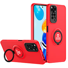 Silikon Hülle Handyhülle und Kunststoff Schutzhülle Hartschalen Tasche mit Ständer H02P für Xiaomi Redmi Note 12 Pro 4G Rot