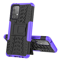 Silikon Hülle Handyhülle und Kunststoff Schutzhülle Hartschalen Tasche mit Ständer J01X für Samsung Galaxy A52 4G Violett