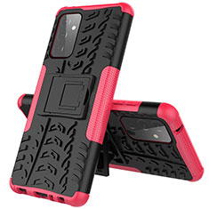 Silikon Hülle Handyhülle und Kunststoff Schutzhülle Hartschalen Tasche mit Ständer J01X für Samsung Galaxy A72 4G Pink