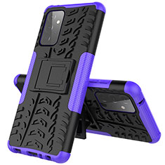 Silikon Hülle Handyhülle und Kunststoff Schutzhülle Hartschalen Tasche mit Ständer J01X für Samsung Galaxy A72 5G Violett