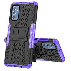 Silikon Hülle Handyhülle und Kunststoff Schutzhülle Hartschalen Tasche mit Ständer J01X für Samsung Galaxy M52 5G Violett
