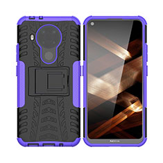 Silikon Hülle Handyhülle und Kunststoff Schutzhülle Hartschalen Tasche mit Ständer JX1 für Nokia 5.4 Violett