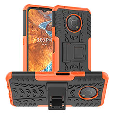 Silikon Hülle Handyhülle und Kunststoff Schutzhülle Hartschalen Tasche mit Ständer JX1 für Nokia G300 5G Orange