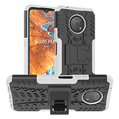 Silikon Hülle Handyhülle und Kunststoff Schutzhülle Hartschalen Tasche mit Ständer JX1 für Nokia G300 5G Silber