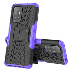 Silikon Hülle Handyhülle und Kunststoff Schutzhülle Hartschalen Tasche mit Ständer JX1 für Oppo Reno5 Z 5G Violett