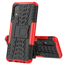 Silikon Hülle Handyhülle und Kunststoff Schutzhülle Hartschalen Tasche mit Ständer JX1 für Samsung Galaxy A03 Core Rot